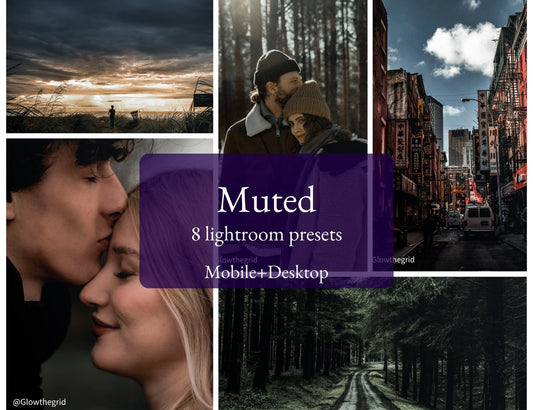 Muted Lightroom Presets | Soft Minimal Aesthetic Edit Pack (8 pack) - glowthegrid